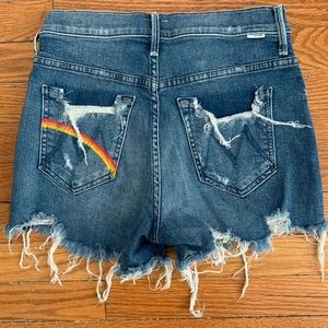 MOTHER rainbow denim cutoff shorts